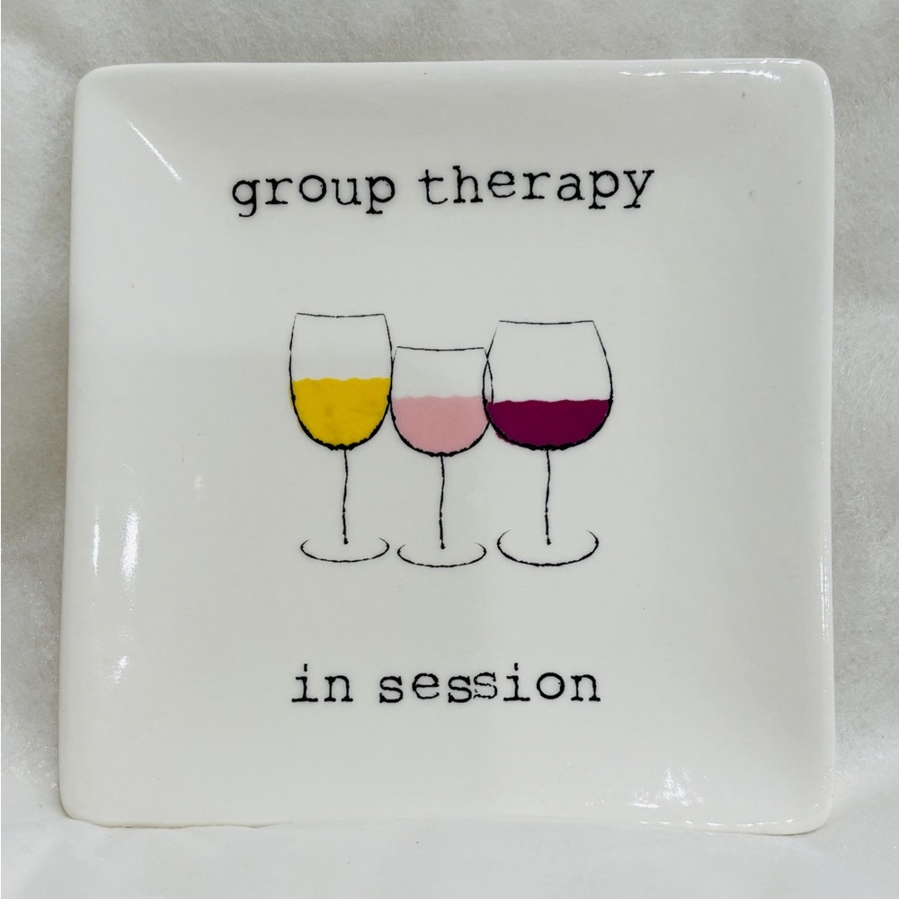Fun "Group Therapy" Wine-themed Trinket Dish